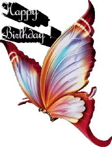 Nachrichten Englisch Happy Birthday Butterflies Transparenter Hintergrund 008 