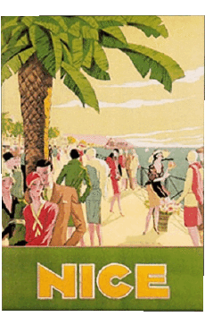 Nice-Umorismo -  Fun ARTE Poster retrò - Luoghi France Cote d Azur Nice