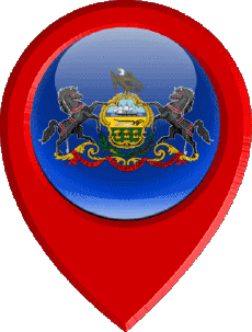 Drapeaux Amériques U.S.A - Etats Pennsylvanie Epingle de Localisation 