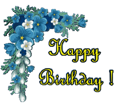 Mensajes Inglés Happy Birthday Floral Fondo transparente 002 