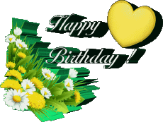 Messages Anglais Happy Birthday Floral Fond Transparent 010 