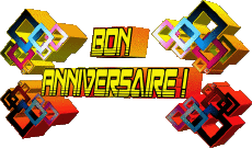 Messages Français Bon Anniversaire Abstrait - Géométrique Fond Transparent 003 