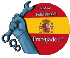 Messagi Spagnolo 1 de Mayo Feliz día del Trabajador - España 