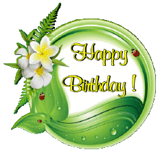 Mensajes Inglés Happy Birthday Floral Fondo transparente 011 