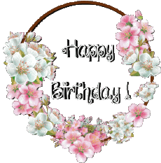 Messages Anglais Happy Birthday Floral Fond Transparent 018 