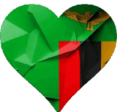 Fahnen Afrika Sambia Herz 