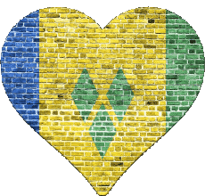 Drapeaux Amériques Saint Vincent et les Grenadines Coeur 
