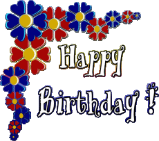 Messagi Inglese Happy Birthday Floral Sfondo trasparente 005 