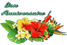 Messages French Bon Anniversaire Floral Transparent Background 001 