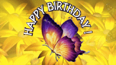 Messagi Inglese Happy Birthday Butterflies Sfondo animato 001 
