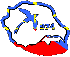 Drapeaux France D.O.M - T.O.M La Réunion carte 