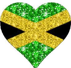 Drapeaux Amériques Jamaïque Coeur 