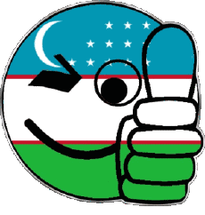 Fahnen Asien Usbekistan Smiley - OK 