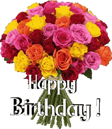 Messages Anglais Happy Birthday Floral Fond Transparent 016 