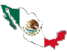Bandiere America Messico Carta Geografica 
