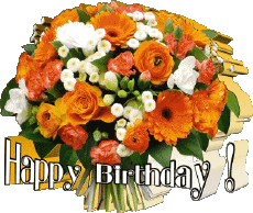 Messagi Inglese Happy Birthday Floral Sfondo trasparente 006 