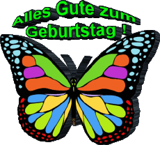 Nachrichten Deutsche Alles Gute zum Geburtstag Schmetterlinge Transparenter Hintergrund 002 