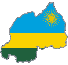 Flags Africa Rwanda Map 
