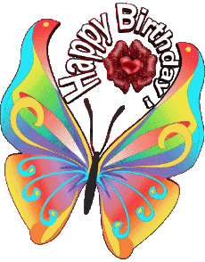 Messages English Happy Birthday Butterflies Transparent Background 003 
