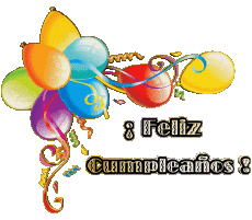 Mensajes Español Feliz Cumpleaños Globos - Confeti 002 