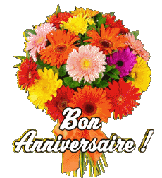 Mensajes Francés Bon Anniversaire Floral 003 