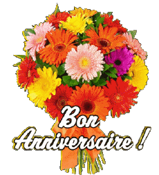 Messages French Bon Anniversaire Floral Transparent Background 003 
