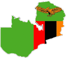 Banderas África Zambia Mapa 