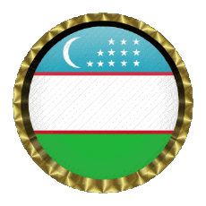 Fahnen Asien Usbekistan Rund - Ringe 