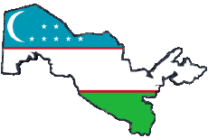Bandiere Asia Uzbekistan Carta Geografica 