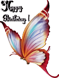 Messages Anglais Happy Birthday Butterflies Fond Transparent 008 