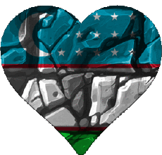 Drapeaux Asie Ouzbékistan Coeur 