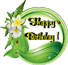 Mensajes Inglés Happy Birthday Floral Fondo transparente 011 
