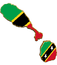 Bandiere America Saint Kitts e Nevis Carta Geografica 
