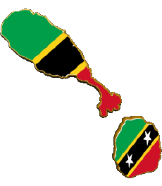 Flags America Saint Kitts and Nevis Map 