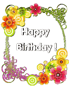 Nachrichten Englisch Happy Birthday Floral Transparenter Hintergrund 013 