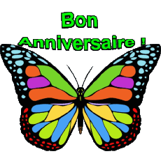 Messagi Francese Bon Anniversaire Papillons Sfondo trasparente 002 