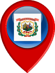 Banderas América U.S.A - Estados Virginia Occidental Marcador de ubicación 