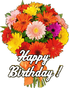 Messagi Inglese Happy Birthday Floral Sfondo trasparente 003 