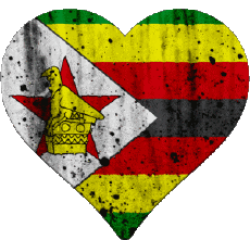 Drapeaux Afrique Zimbabwe Coeur 