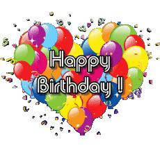 Nachrichten Englisch Happy Birthday Balloons - Confetti 001 