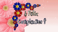 Mensajes Español Feliz Cumpleaños Floral Fondo animado 002 