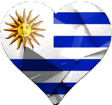 Flags America Uruguay Heart 