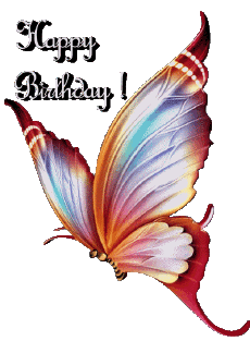 Messagi Inglese Happy Birthday Butterflies Sfondo trasparente 008 