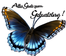 Messages Allemand Alles Gute zum Geburtstag Schmetterlinge Fond Transparent 006 