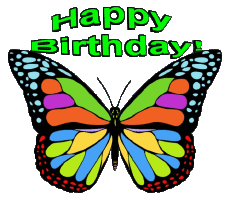 Mensajes Inglés Happy Birthday Butterflies Fondo transparente 002 