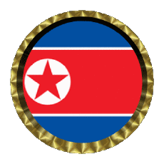 Bandiere Asia Corea del Nord Rotondo - Anelli 