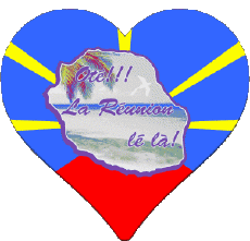 Drapeaux France D.O.M - T.O.M La Réunion Coeur 