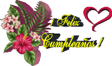 Messagi Spagnolo Feliz Cumpleaños Floral Sfondo trasparente 007 