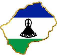 Flags Africa Lesotho Map 