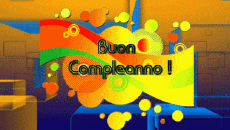 Messages Italien Buon Compleanno Astratto - Geometrico Fond Animé 002 